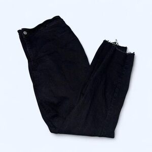 Black high-waisted straight leg jeans